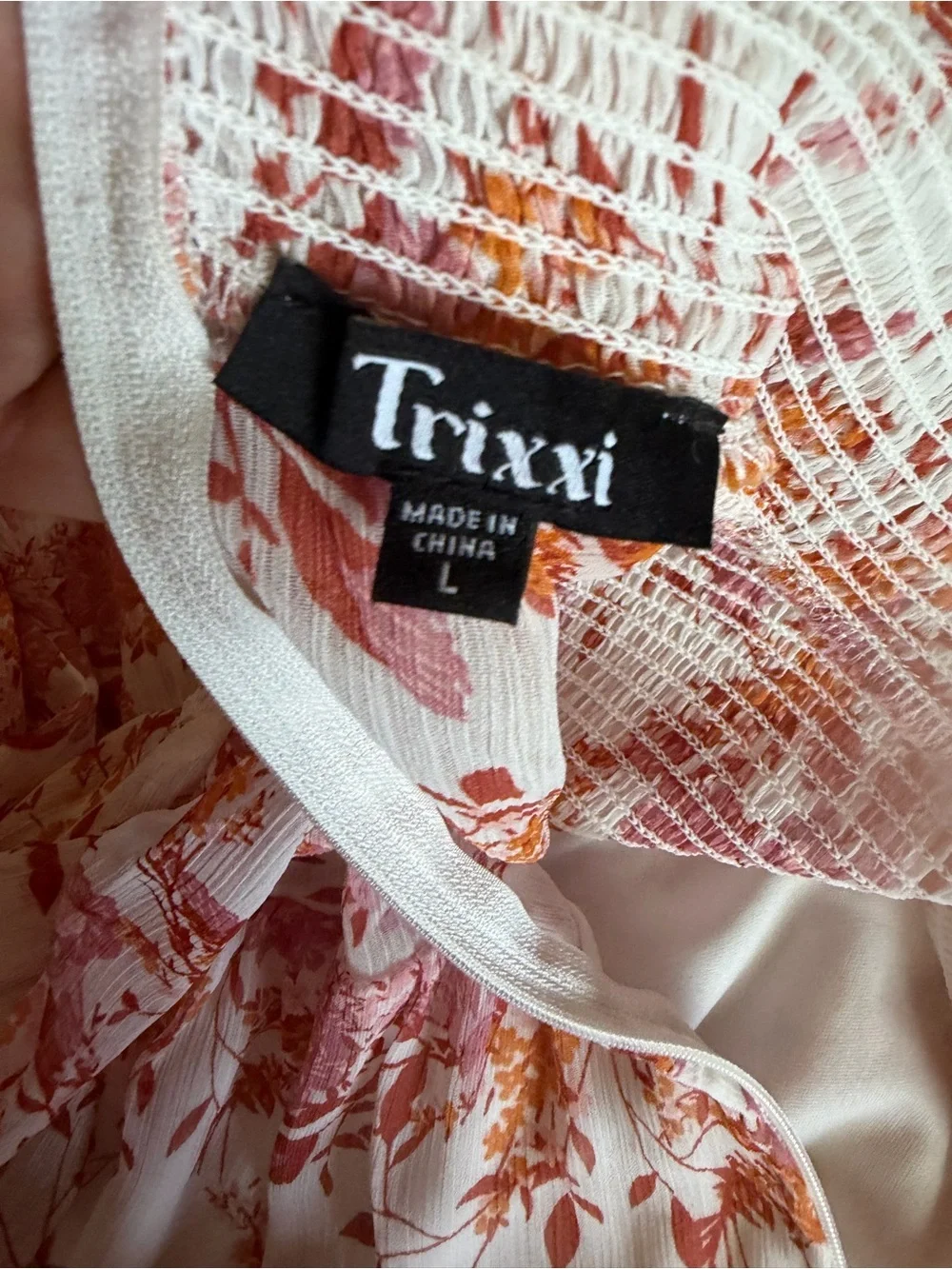 Trixxie Cream  and pink/ mauve Long-Sleeve Floral Tiered